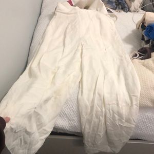 white flowy beach pants